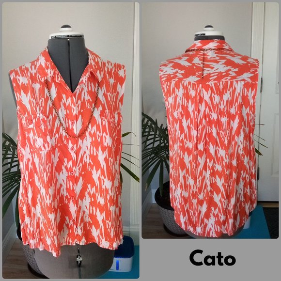 Cato Tops - Cato Sleeveless Button Down Blouse